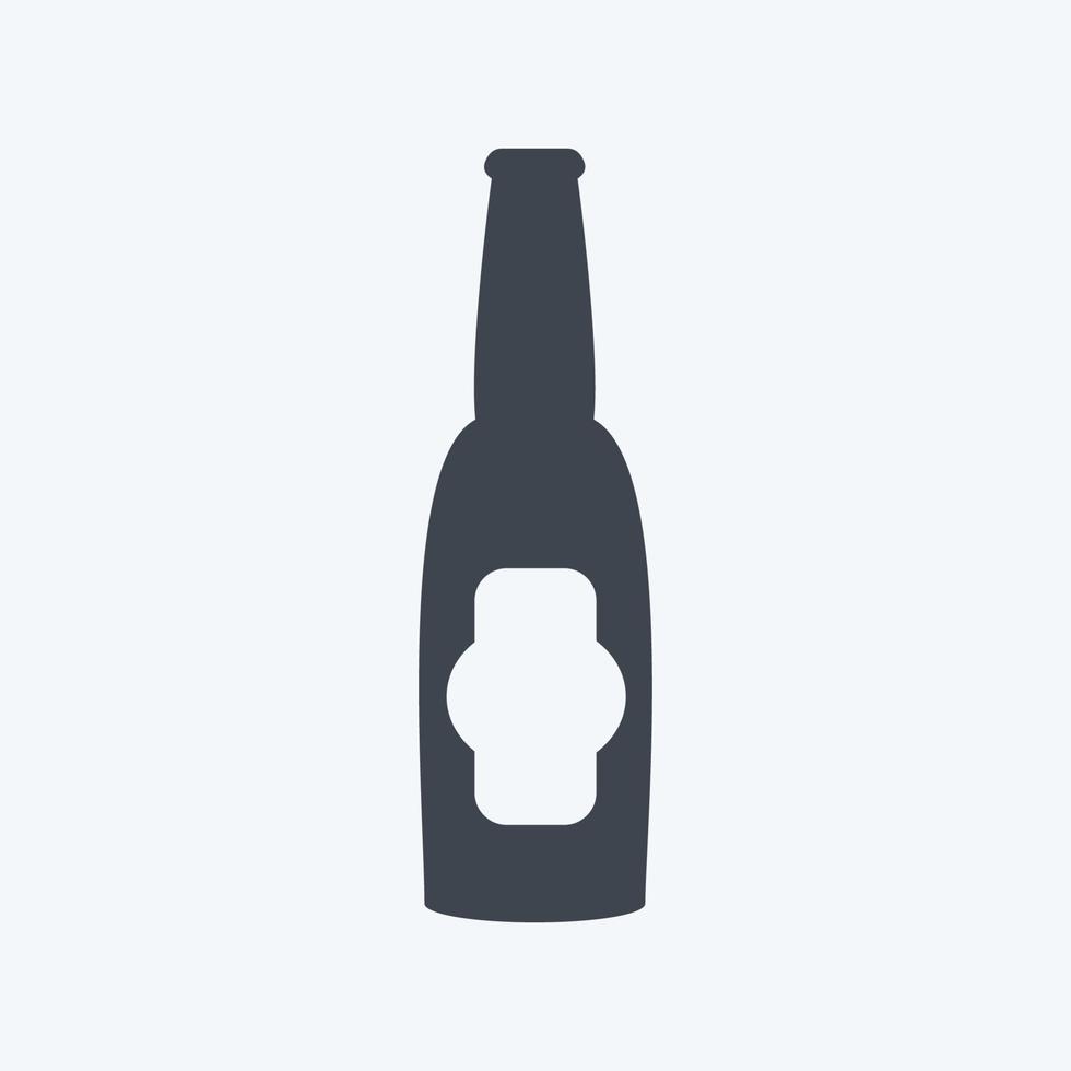 Icono de botella de cerveza i en estilo moderno glifo aislado sobre fondo azul suave vector