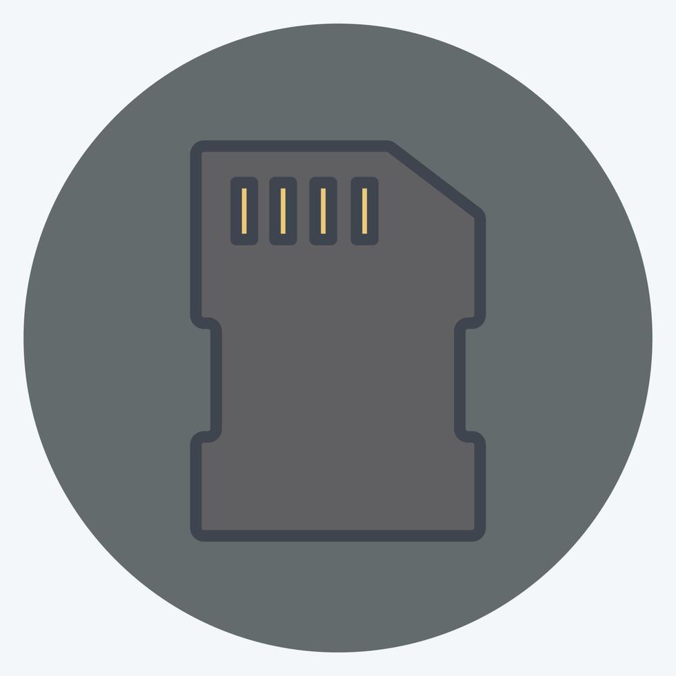 icono de chip en el moderno estilo de color mate aislado sobre fondo azul suave vector