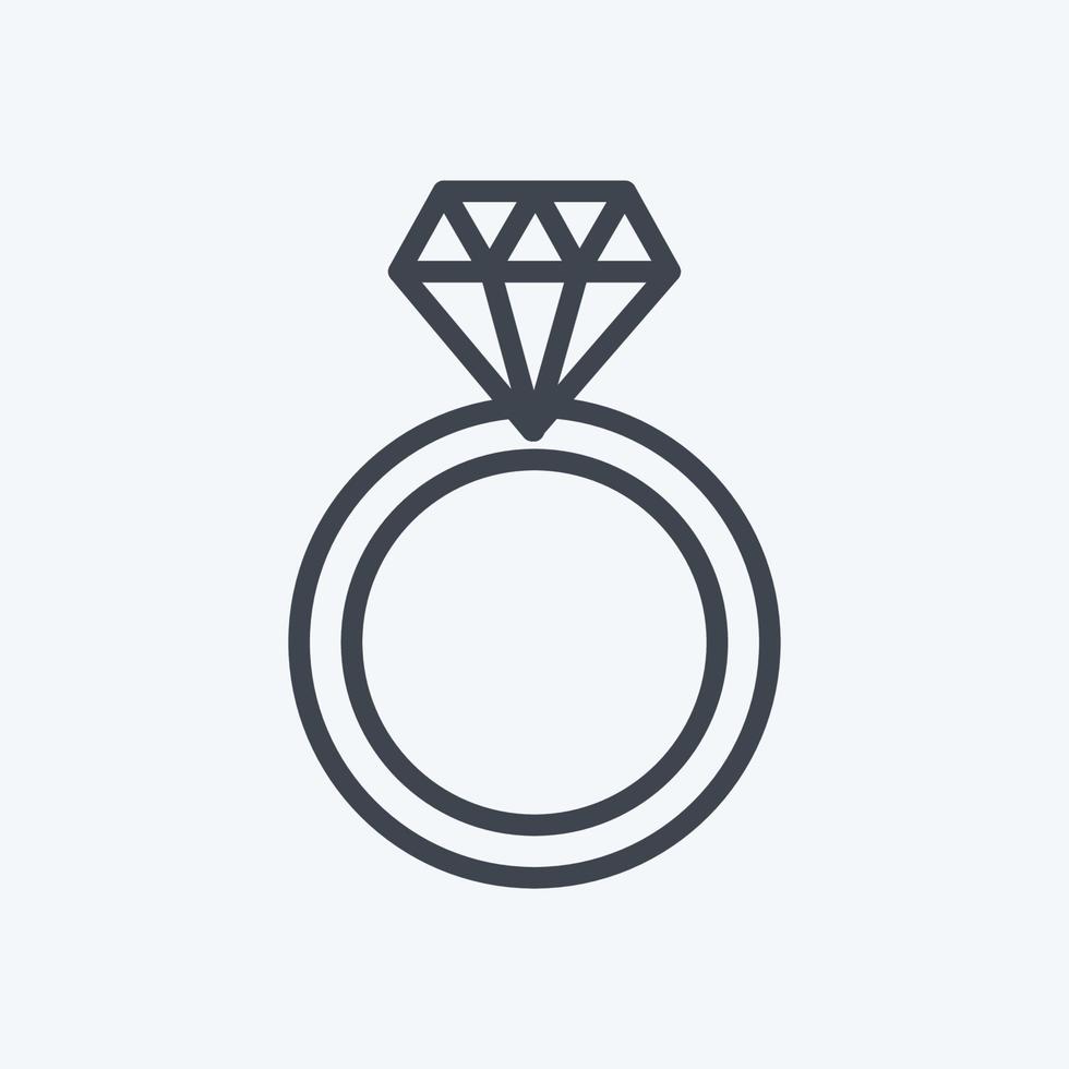 icono de anillo de diamantes en estilo de línea de moda aislado sobre fondo azul suave vector