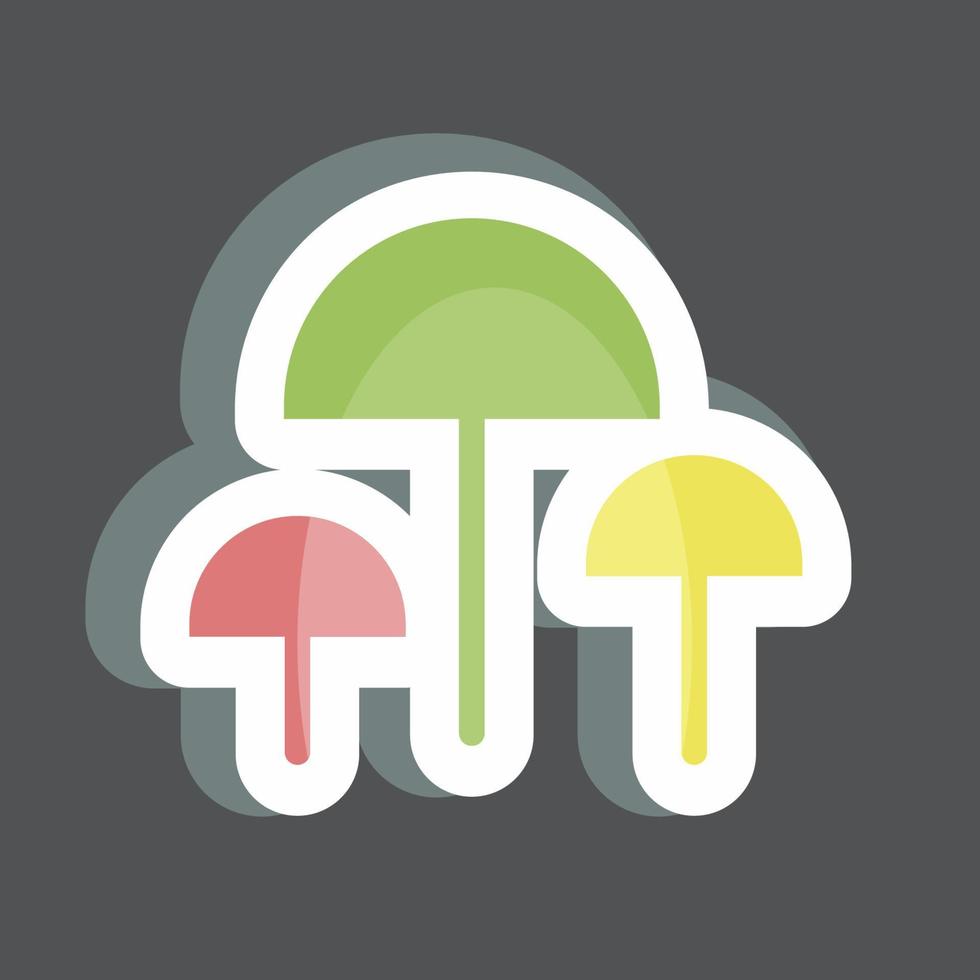 Mushrooms Sticker in trendy isolated on black background vector