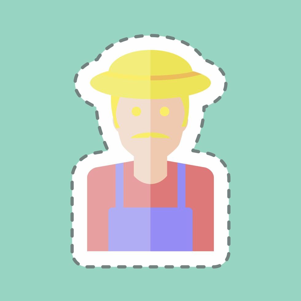 Gardener Sticker in trendy line cut isolated on blue background vector