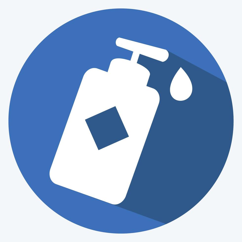 Lotion Bottle Icon in trendy long shadow style isolated on soft blue background vector