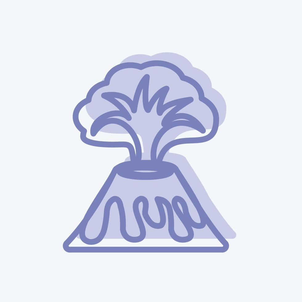 Volcano Erupting Icon in trendy two tone style isolated on soft blue background vector