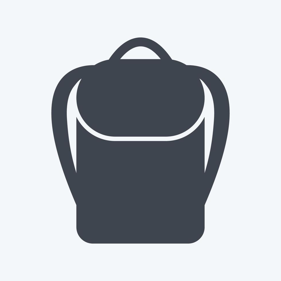 Backpack Icon in trendy glyph style isolated on soft blue background vector