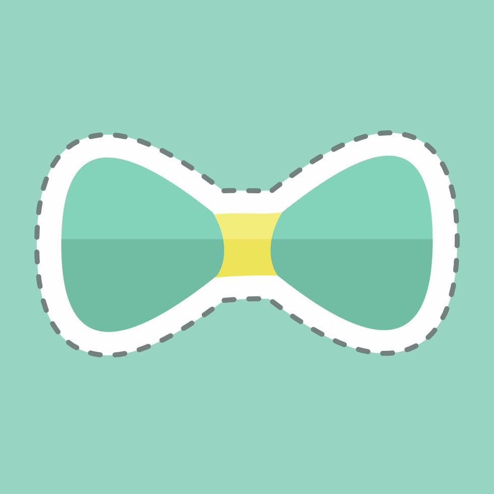Bow Tie Sticker in trendy line cut isolated on blue background vector