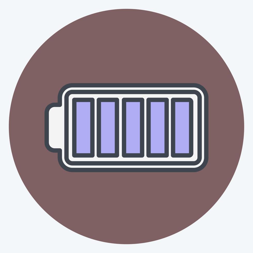 icono de batería completa en el moderno estilo de color mate aislado sobre fondo azul suave vector