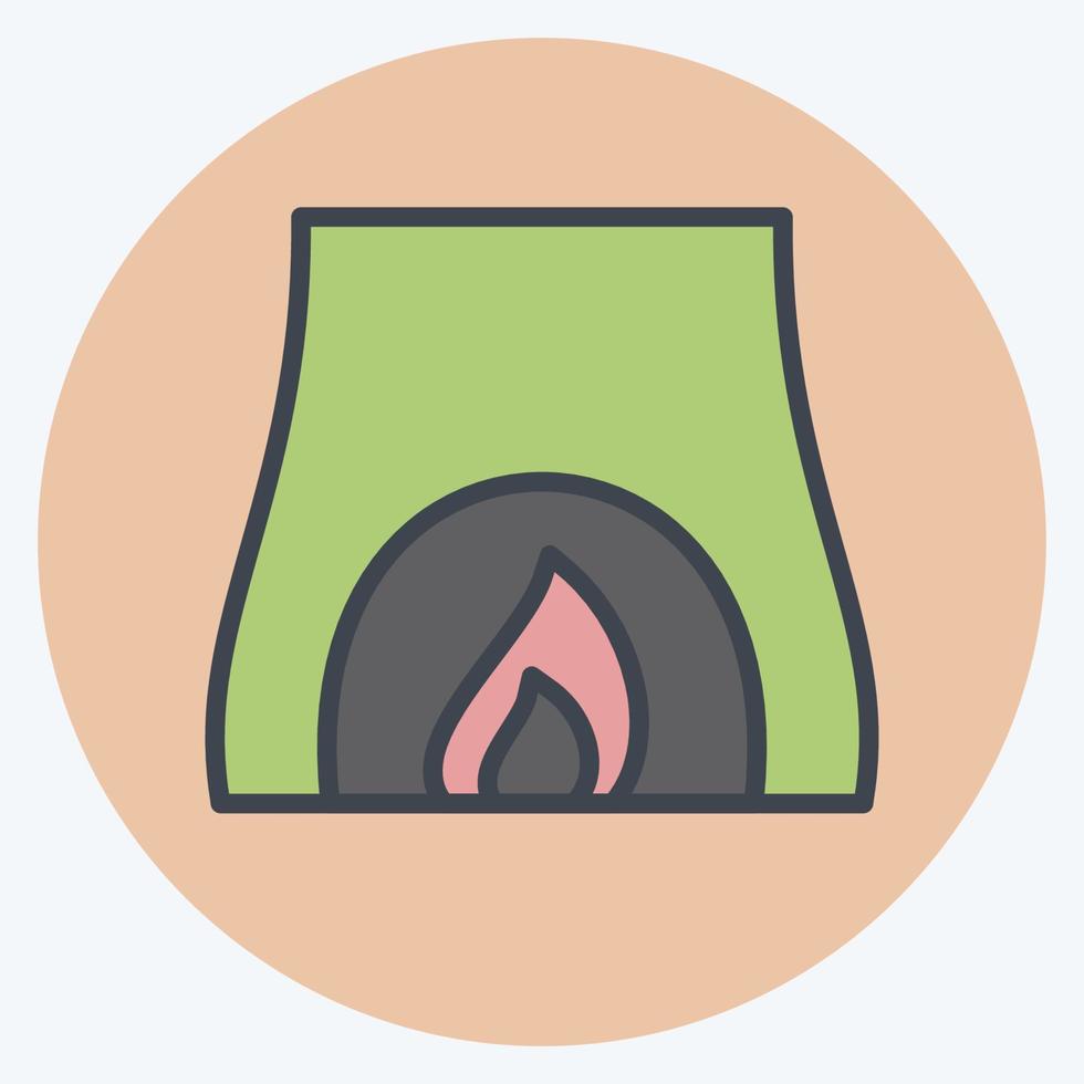 Fireplace Icon in trendy color mate style isolated on soft blue background vector