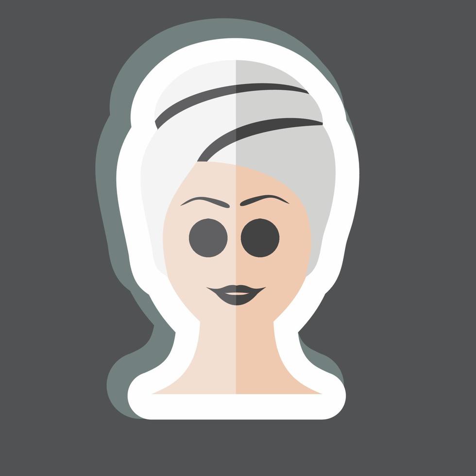 Mask on Face Sticker in trendy isolated on black background vector