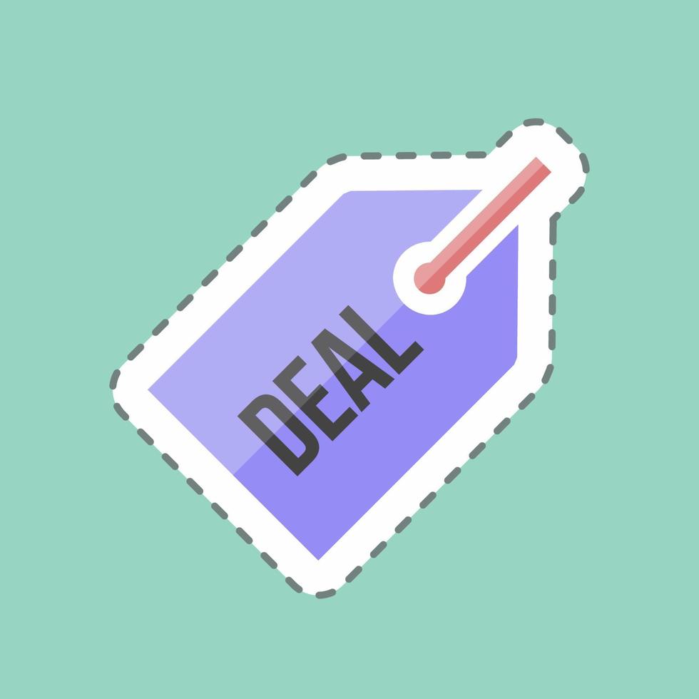 Deals Sticker in trendy line cut isolated on blue background vector