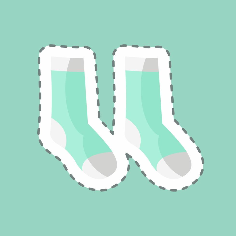 Socks Sticker in trendy line cut isolated on blue background vector
