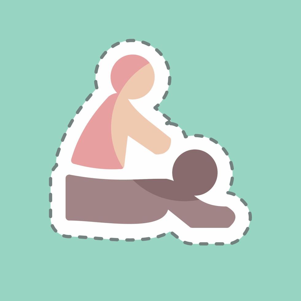 Massage Sticker in trendy line cut isolated on blue background vector