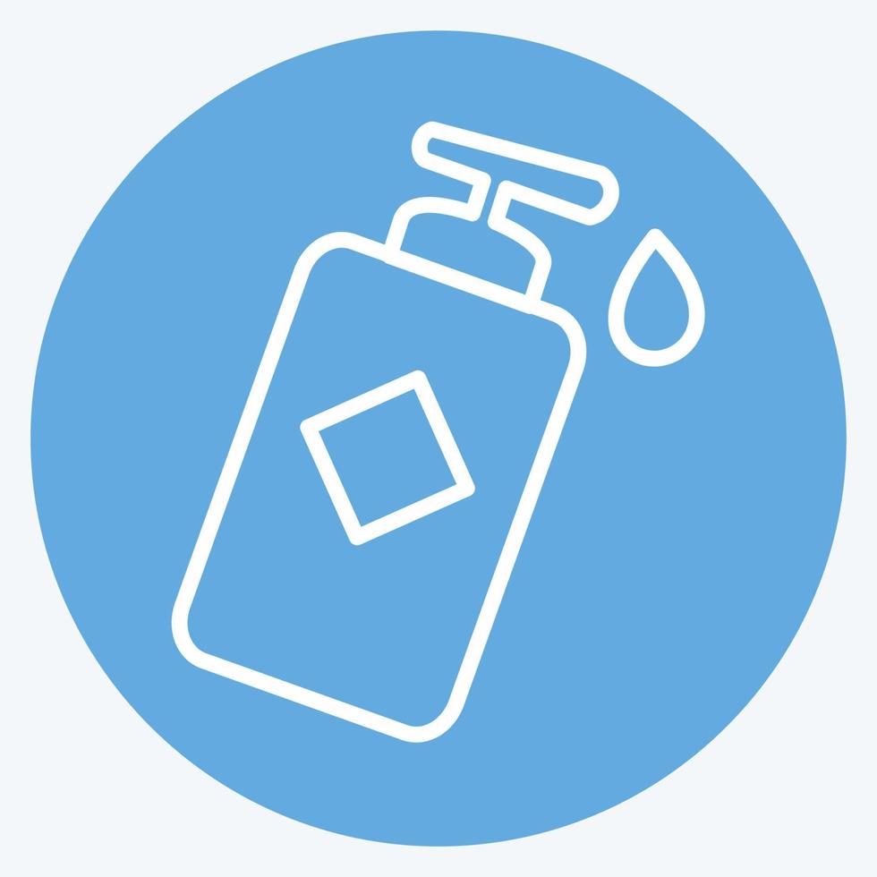 Lotion Bottle Icon in trendy blue eyes style isolated on soft blue background vector