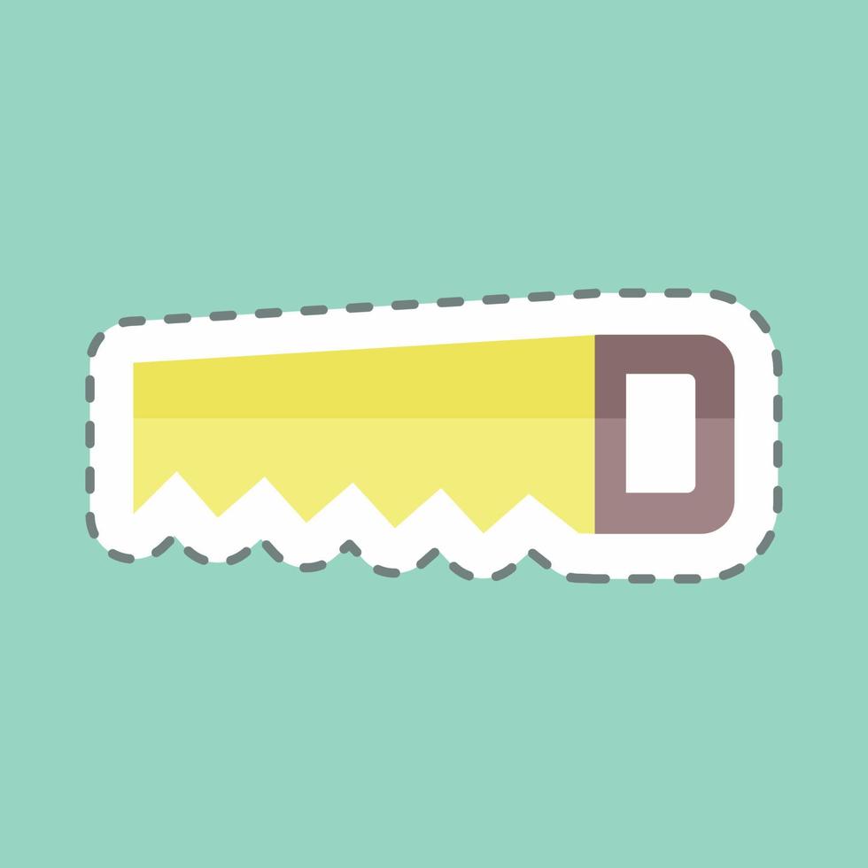 Handsaw Sticker in trendy line cut isolated on blue background vector