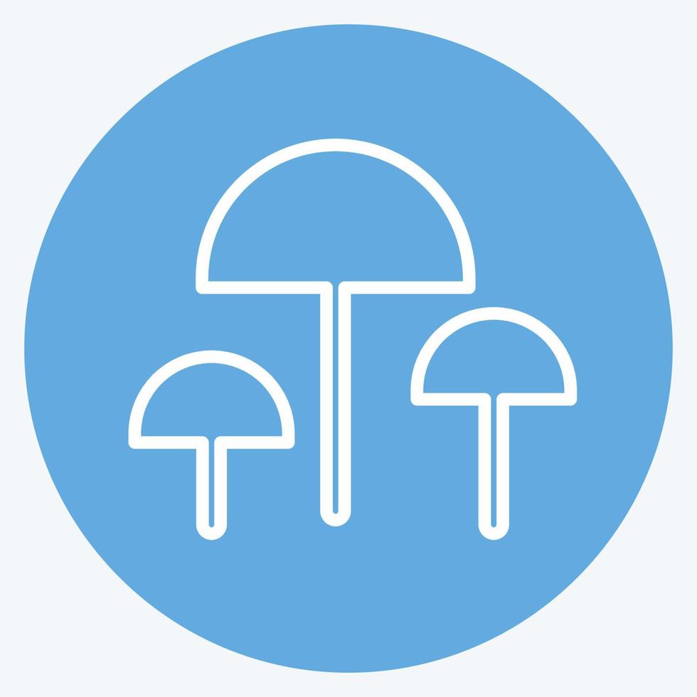 Mushrooms Icon in trendy blue eyes style isolated on soft blue background vector