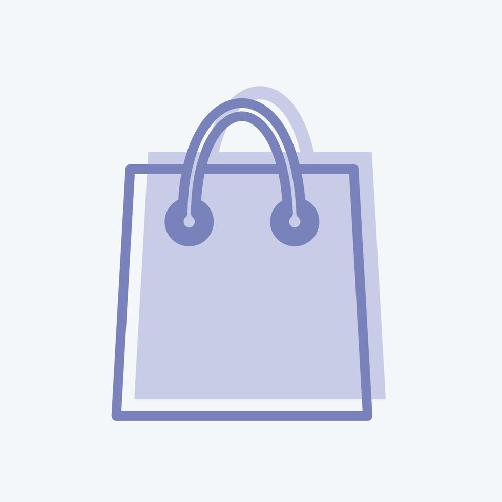 Icono de bolsa de compras en estilo moderno de dos tonos aislado sobre fondo azul suave vector