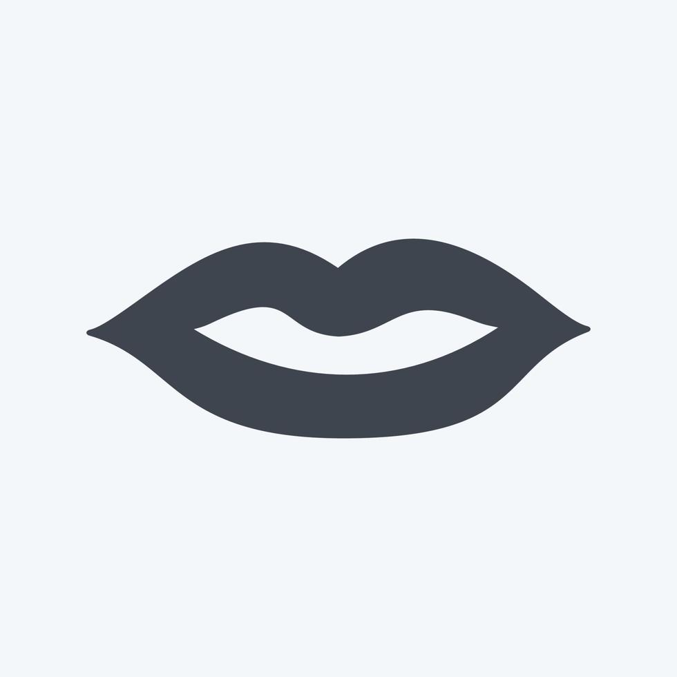 icono de labios en estilo moderno glifo aislado sobre fondo azul suave vector