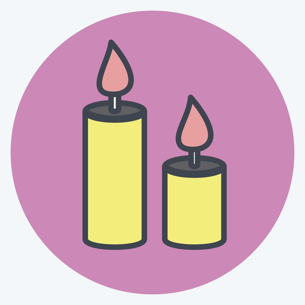 Candles Icon in trendy color mate style isolated on soft blue background vector