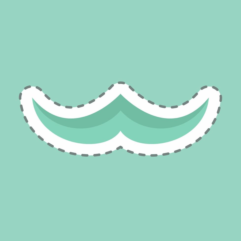 Moustache Sticker in trendy line cut isolated on blue background vector