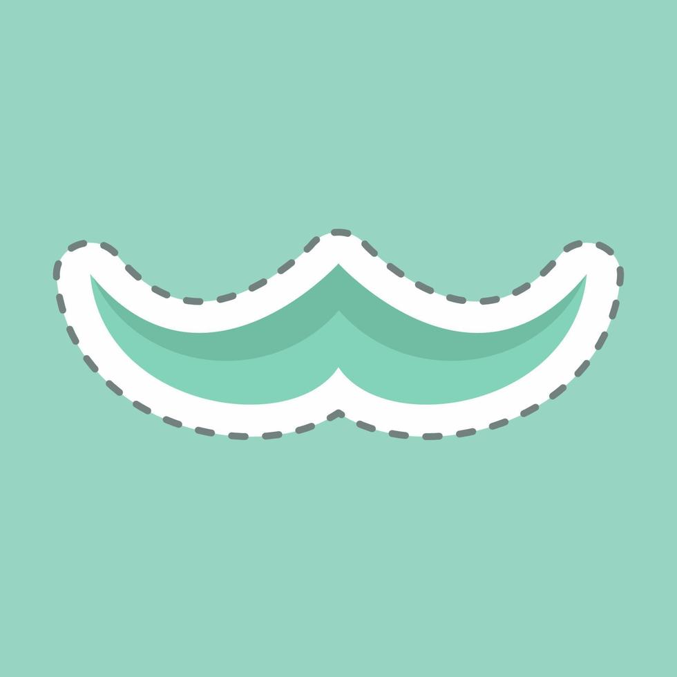 Pegatina de bigote en corte de línea de moda aislado sobre fondo azul. vector