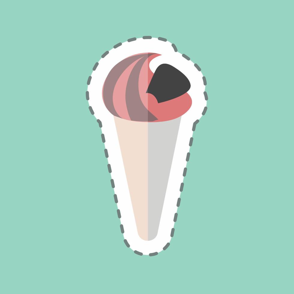 Pegatina de helado en corte de línea de moda aislado sobre fondo azul. vector