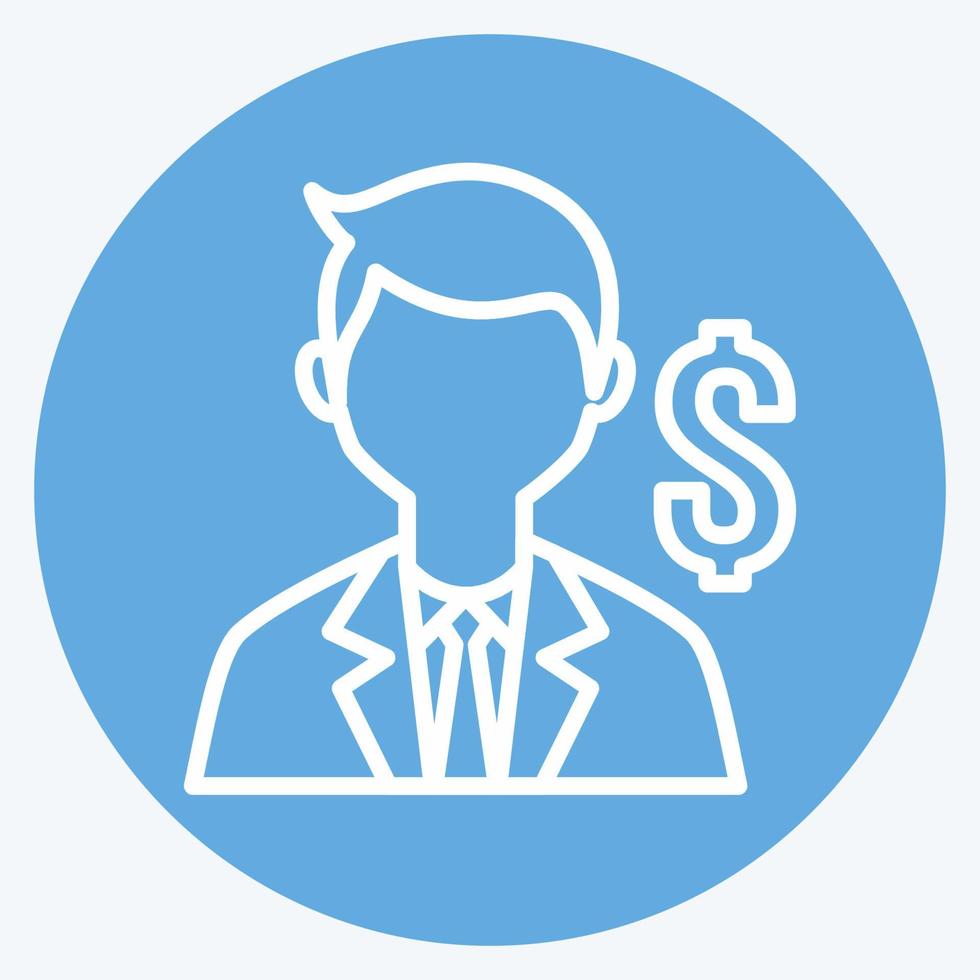 Banker Icon in trendy blue eyes style isolated on soft blue background vector