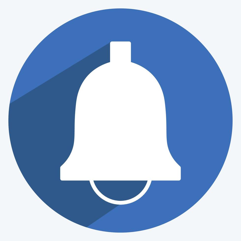 Ringing Bell Icon in trendy long shadow style isolated on soft blue background vector