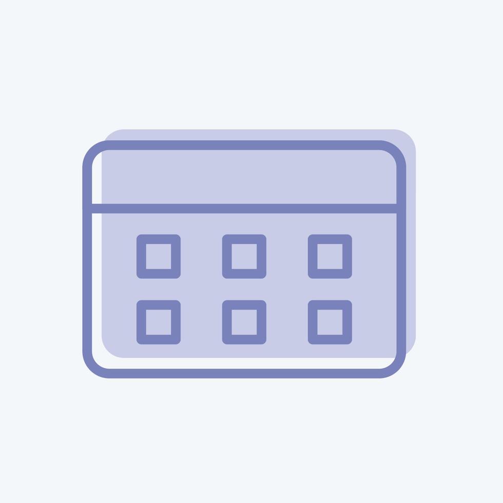 Calendar Icon in trendy two tone style isolated on soft blue background vector