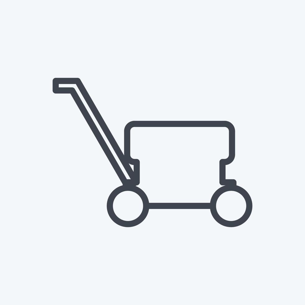 Lawn Mower Icon in trendy line style isolated on soft blue background vector