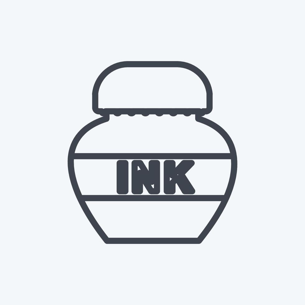 icono de botella de tinta en estilo de línea de moda aislado sobre fondo azul suave vector