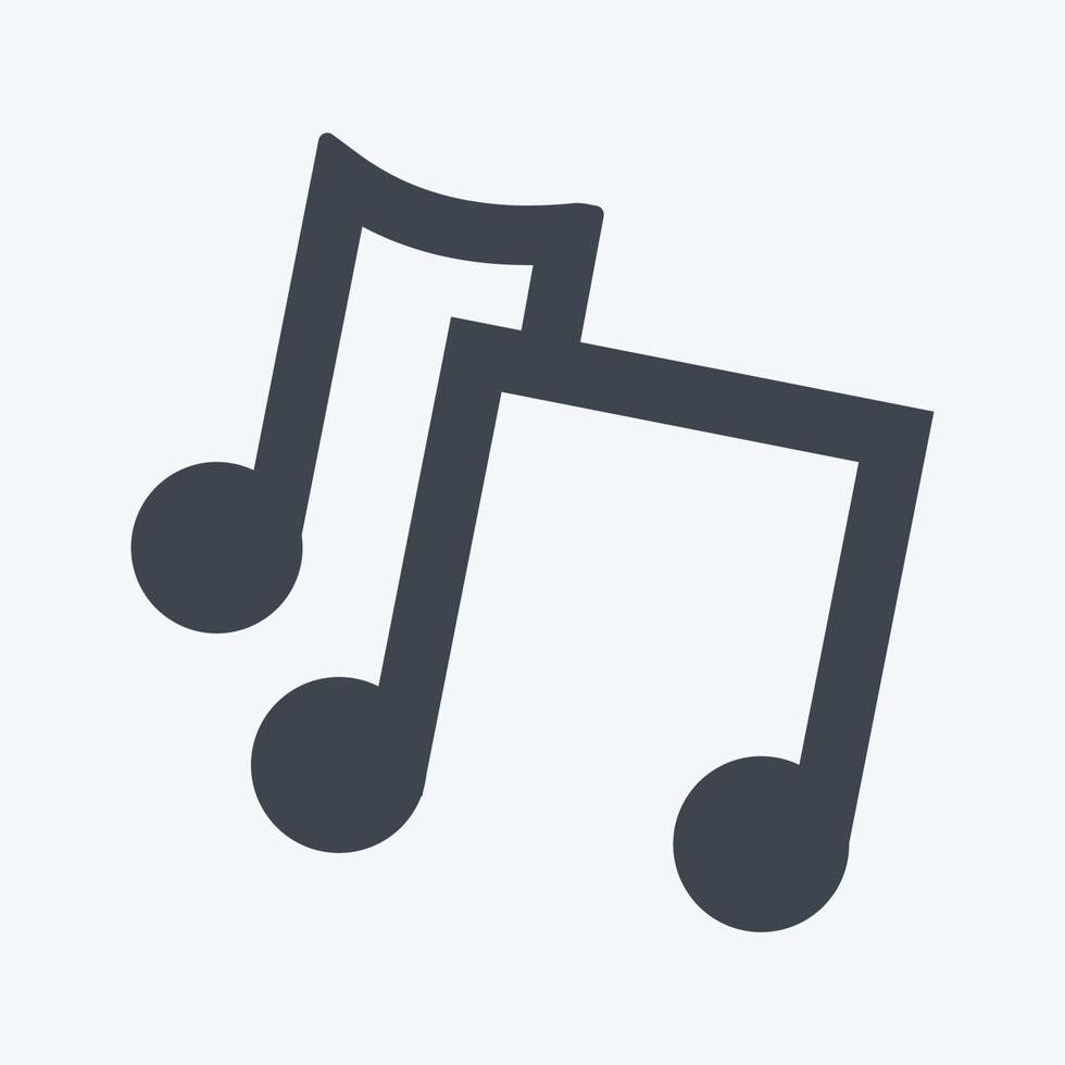 icono de notas musicales en estilo moderno glifo aislado sobre fondo azul suave vector