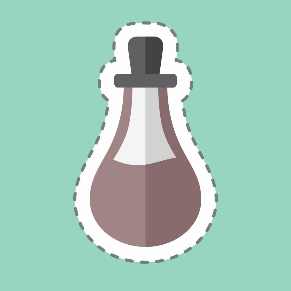 Flask Sticker in trendy line cut isolated on blue background vector
