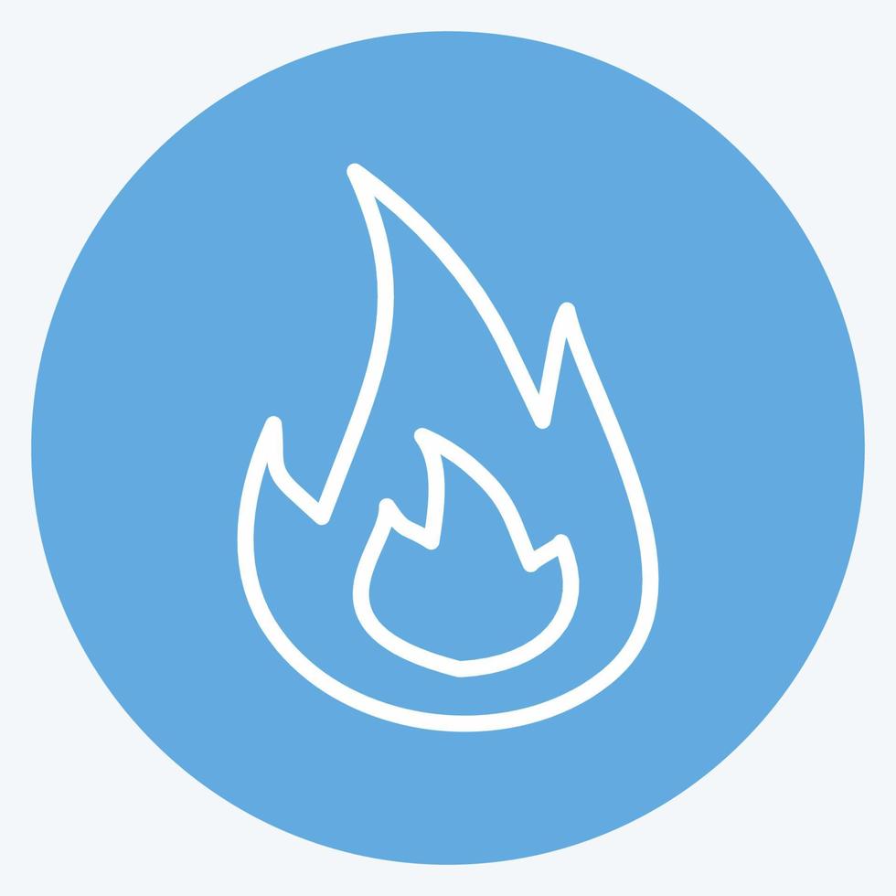icono de fuego en el moderno estilo de ojos azules aislado sobre fondo azul suave vector