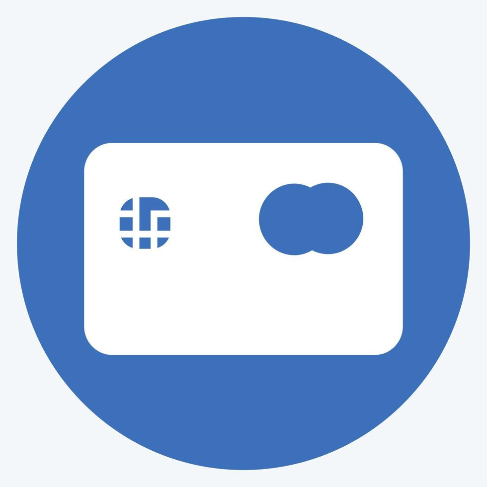 icono de tarjeta de crédito en el moderno estilo de sombra larga aislado sobre fondo azul suave vector