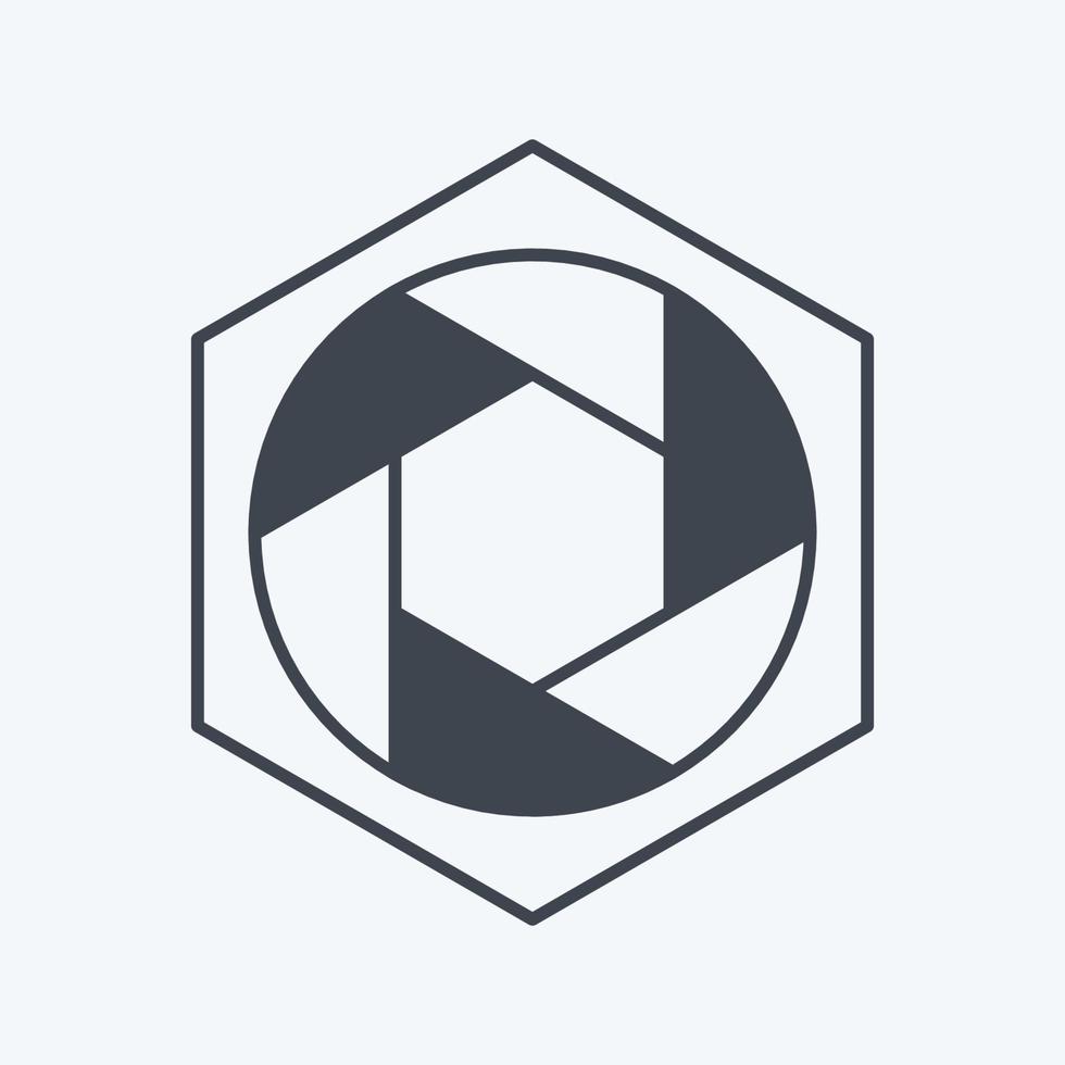Hexagonal Diaphragm Icon in trendy glyph style isolated on soft blue background vector