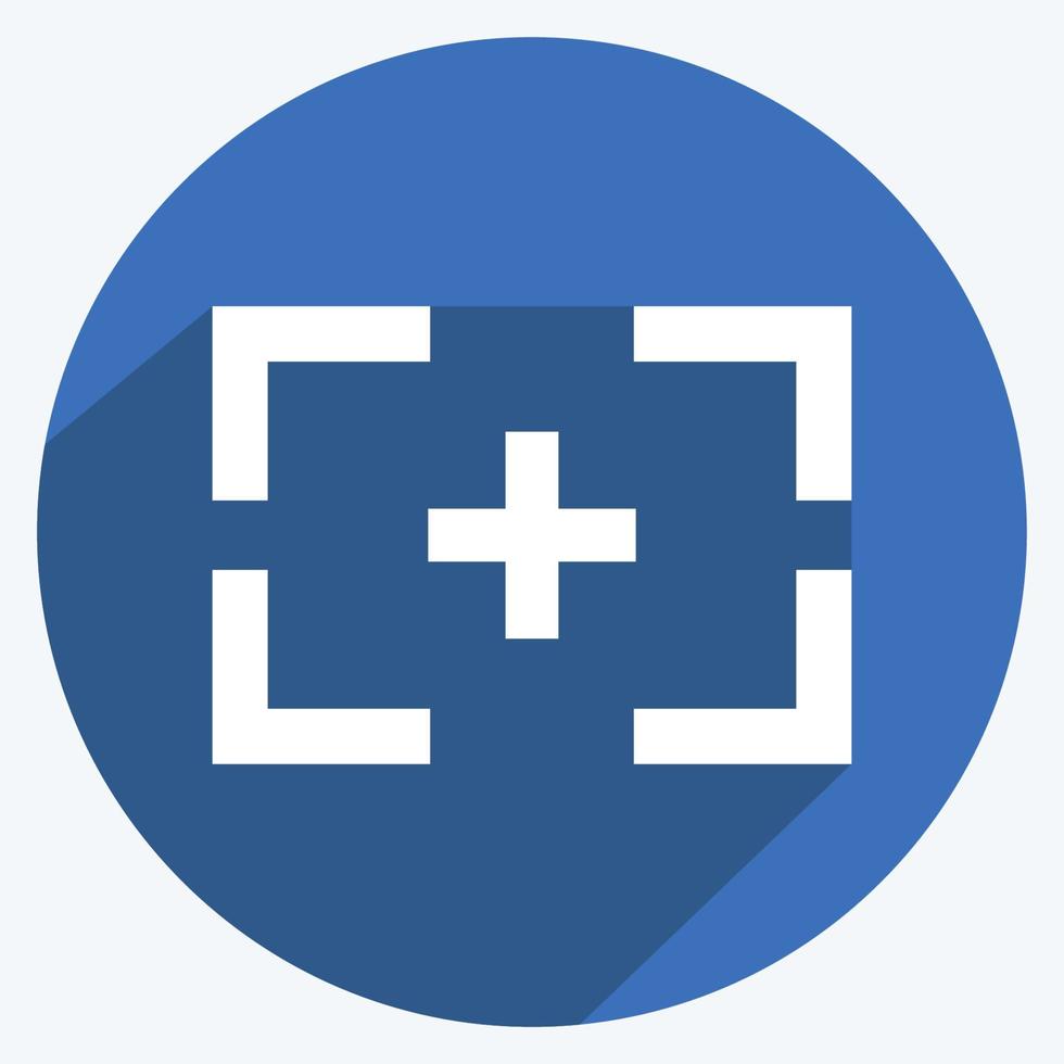 Focus I Icon in trendy long shadow style isolated on soft blue background vector