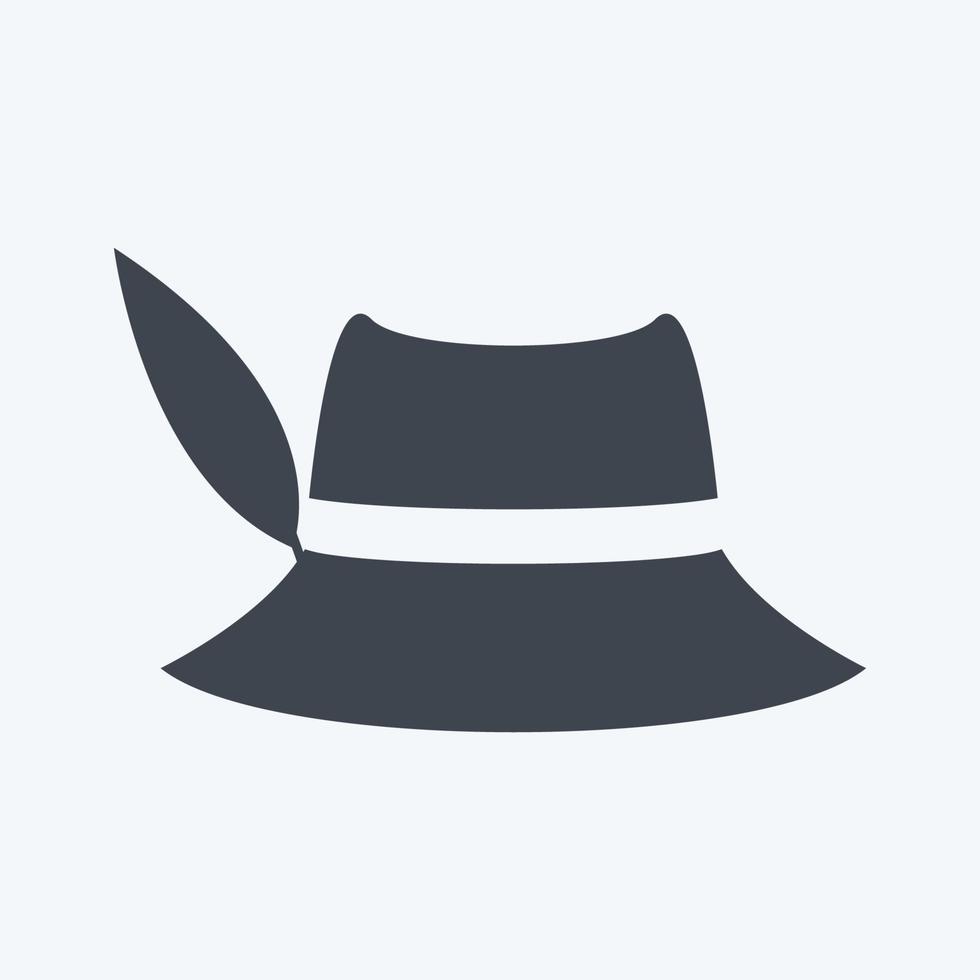 Woman's Hat Icon in trendy glyph style isolated on soft blue background vector