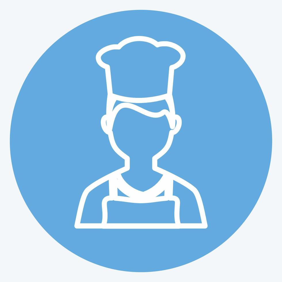 Chef Icon in trendy blue eyes style isolated on soft blue background vector