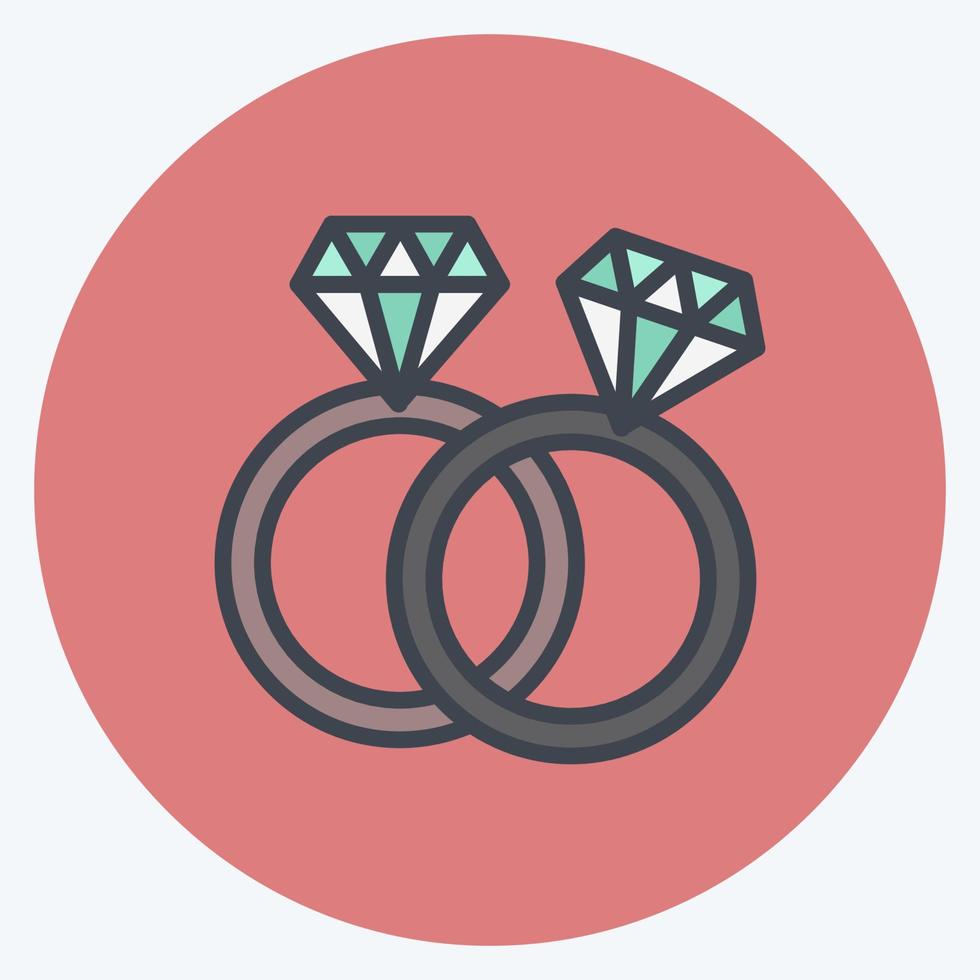 icono de anillos en el moderno estilo de color mate aislado sobre fondo azul suave vector