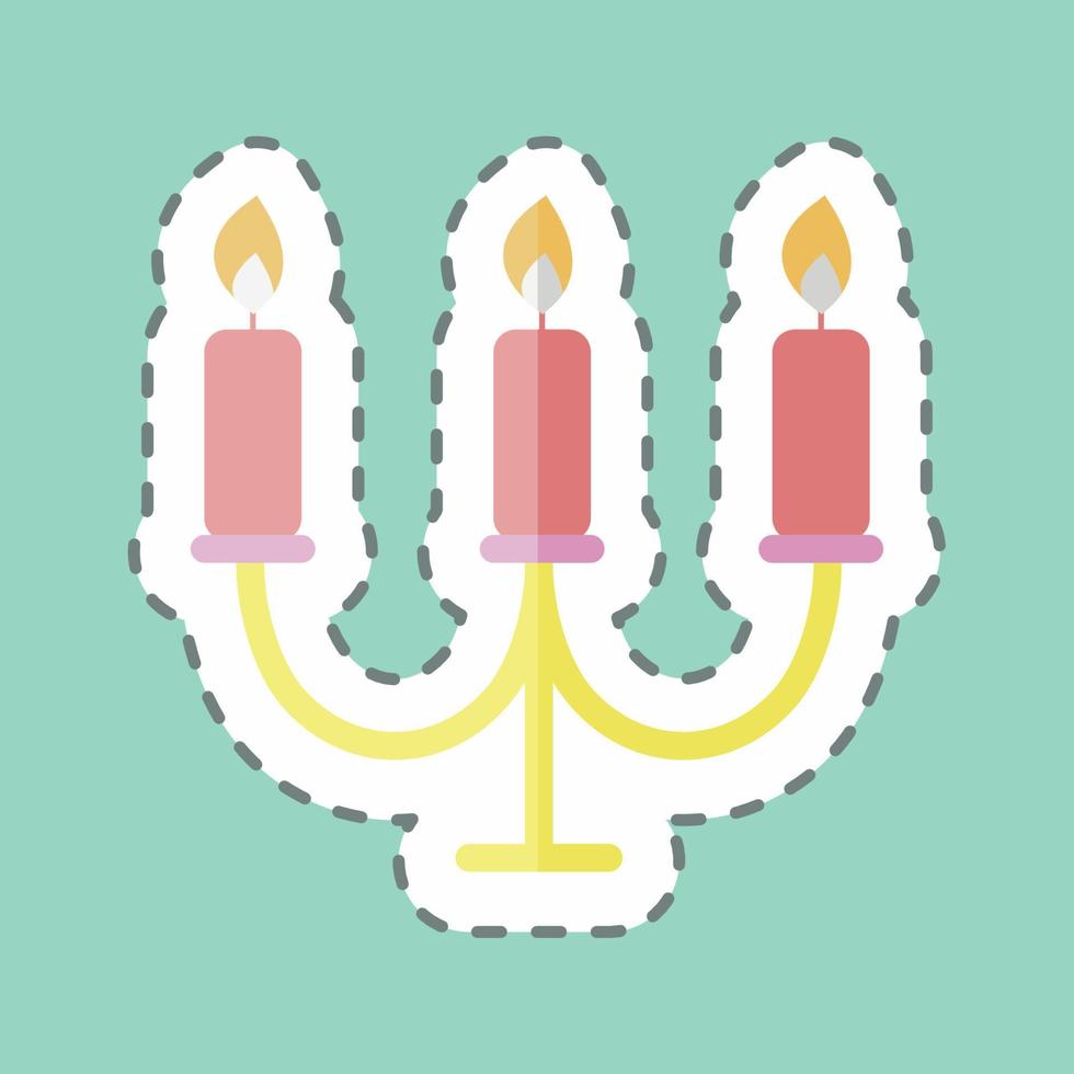 Candles Sticker in trendy line cut isolated on blue background vector