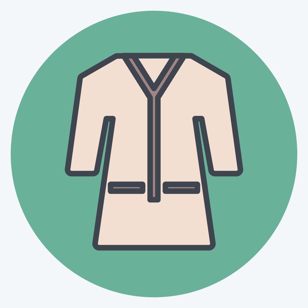 Towel Robe Icon in trendy color mate style isolated on soft blue background vector