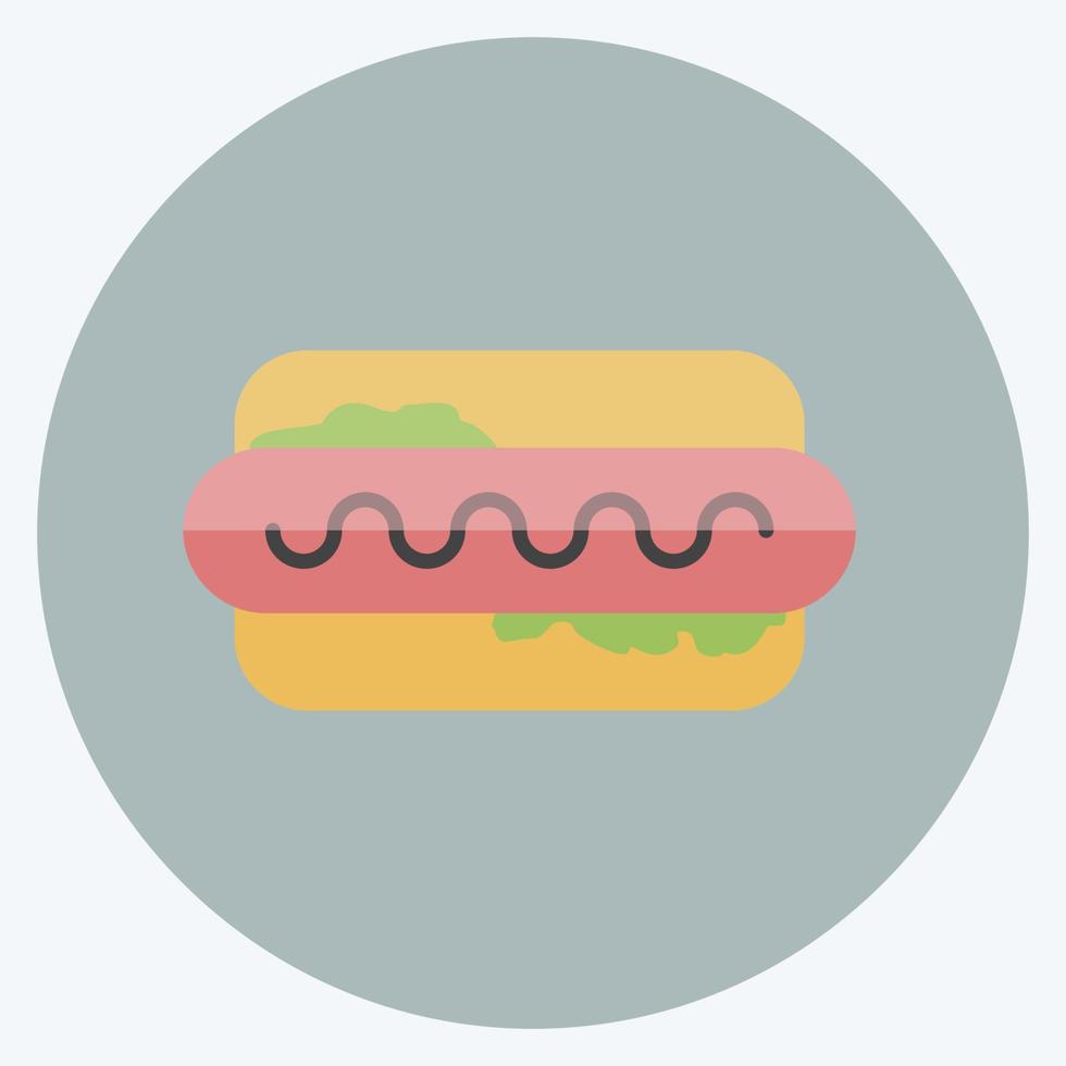 icono de hot dog en estilo plano de moda aislado sobre fondo azul suave vector