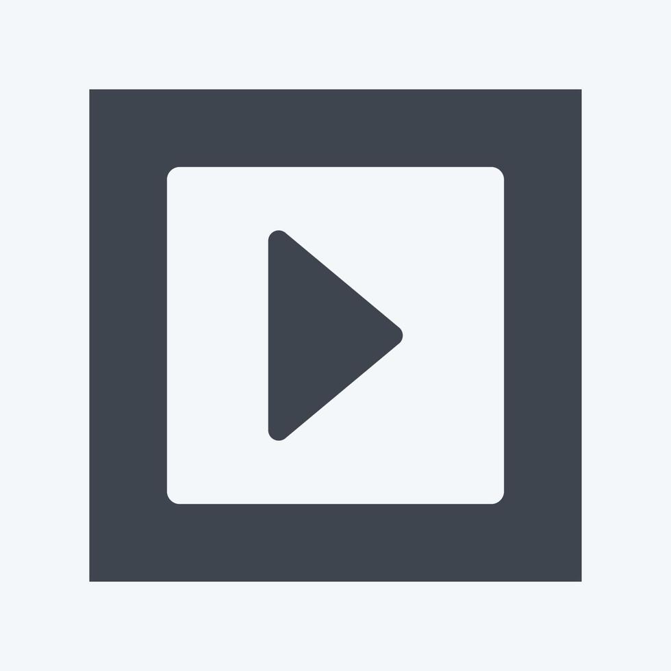 Video Icon in trendy glyph style isolated on soft blue background vector