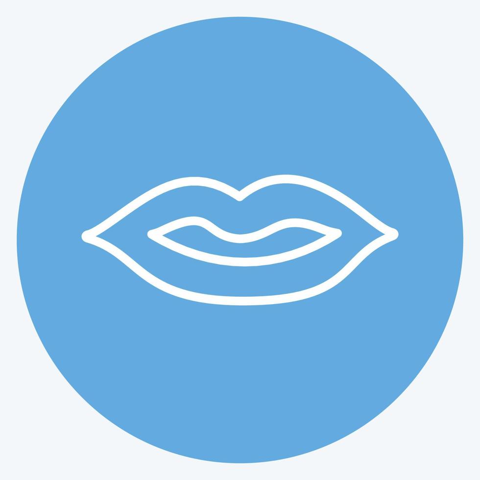 Lips Icon in trendy blue eyes style isolated on soft blue background vector