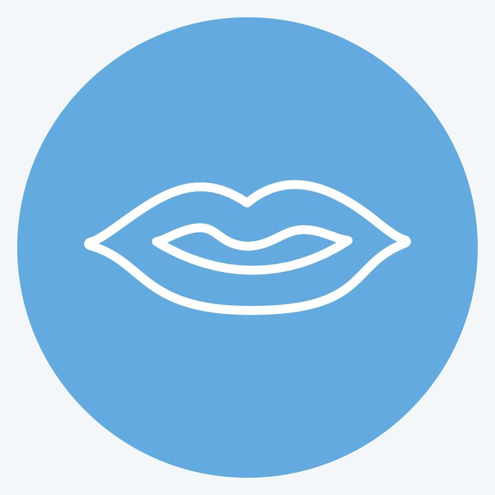 icono de labios en el moderno estilo de ojos azules aislado sobre fondo azul suave vector