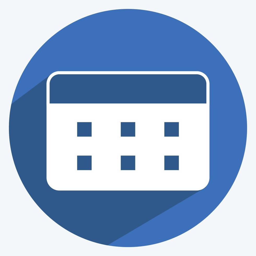 Calendar Icon In Trendy Long Shadow Style Isolated On Soft Blue Background Vector Art At Vecteezy