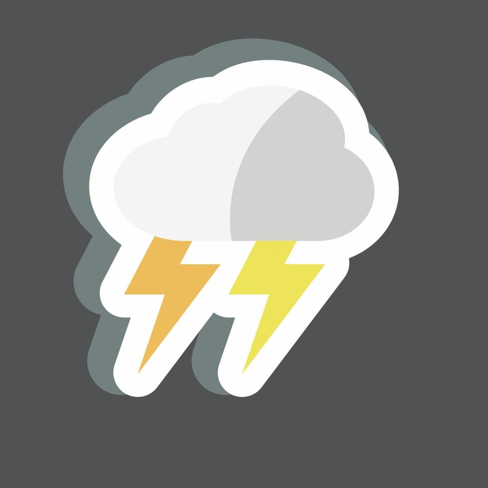 Thunderstorm Sticker in trendy isolated on black background vector