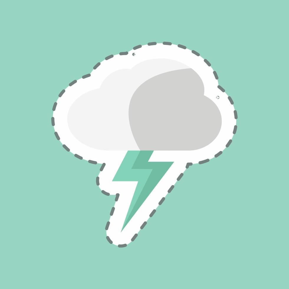 Lightning Sticker in trendy line cut isolated on blue background vector