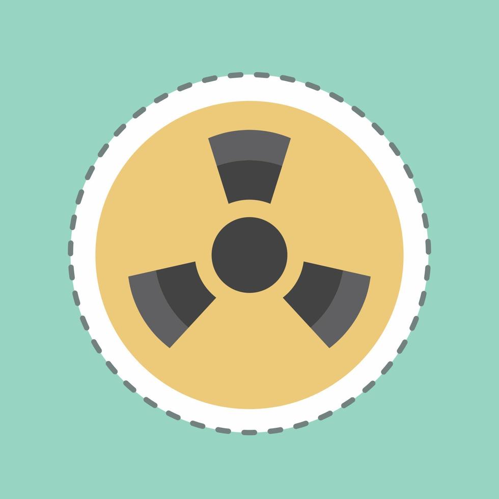 Radioactive Zone Sticker in trendy line cut isolated on blue background vector