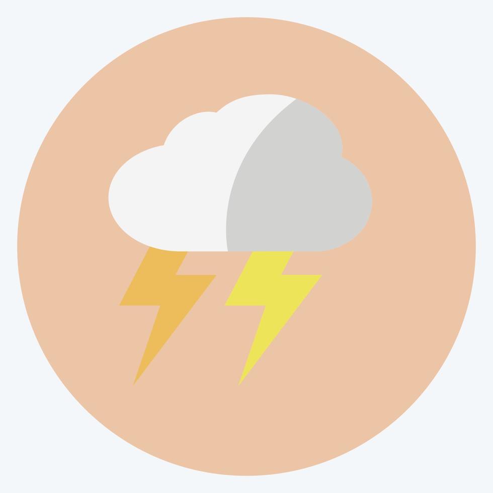 Icono de tormenta eléctrica en estilo moderno y plano aislado sobre fondo azul suave vector