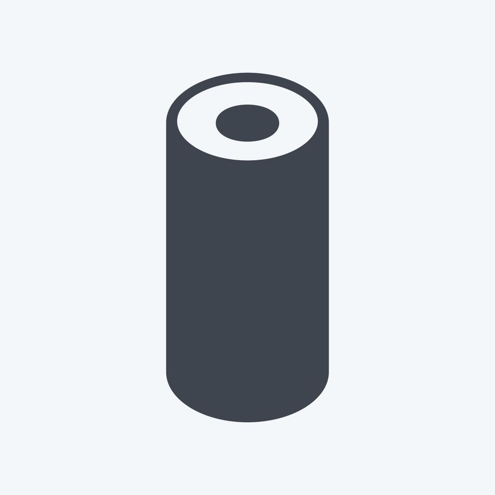 Rolled Mat Icon in trendy glyph style isolated on soft blue background vector